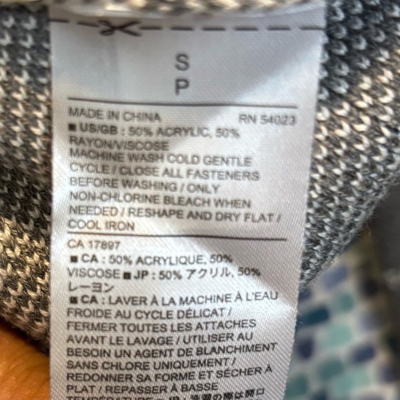 Banana Republic Windowpane Swing Cardigan Gray & White Double Breasted Size S - Picture 5 of 16